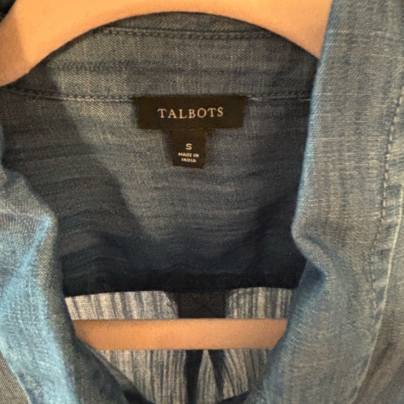 Talbots Button Detail Tencel Chambray Popover Tunic Top - Picture 5 of 13